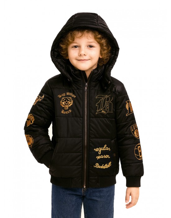 Boys Jacket Quilted Metallic Black